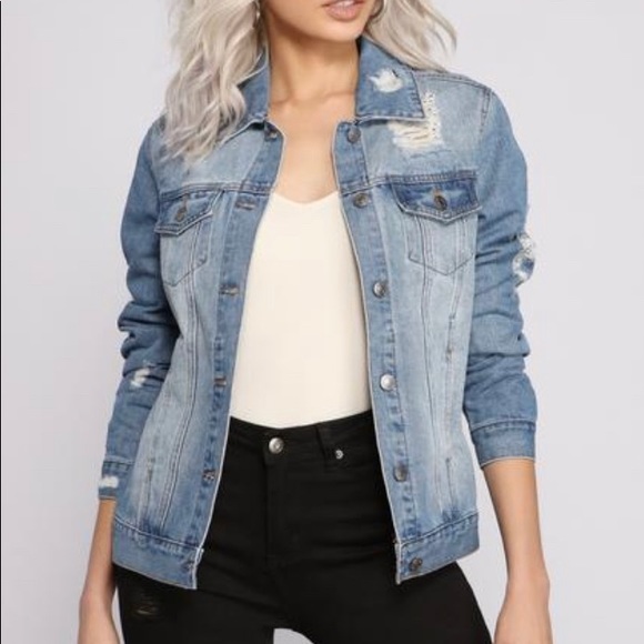 Working Title Denim Distressed Jacket Size Large - Picture 5 of 16